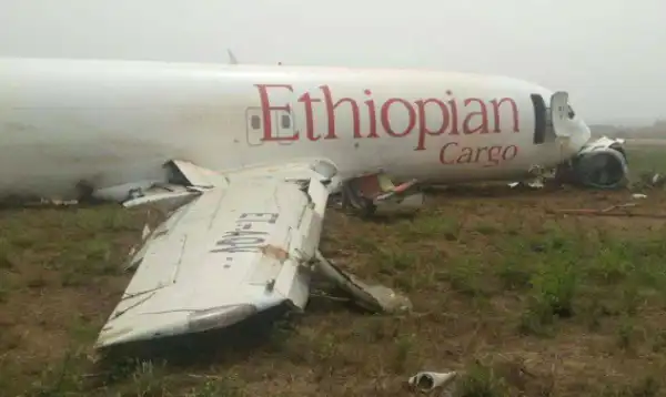 Photos: Ethiopian aircraft crash lands at Ghana airport