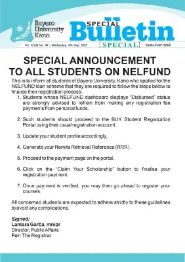BUK notice to all students on NELFUND