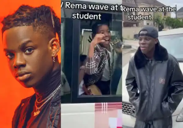 Moment school kids go wild as they mistake Rema’s lookalike for the singer