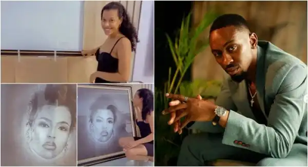See True Love Things – BBNaija’s Saga Melts Hearts With Beautiful Pencil Drawing Of Nini (Video)