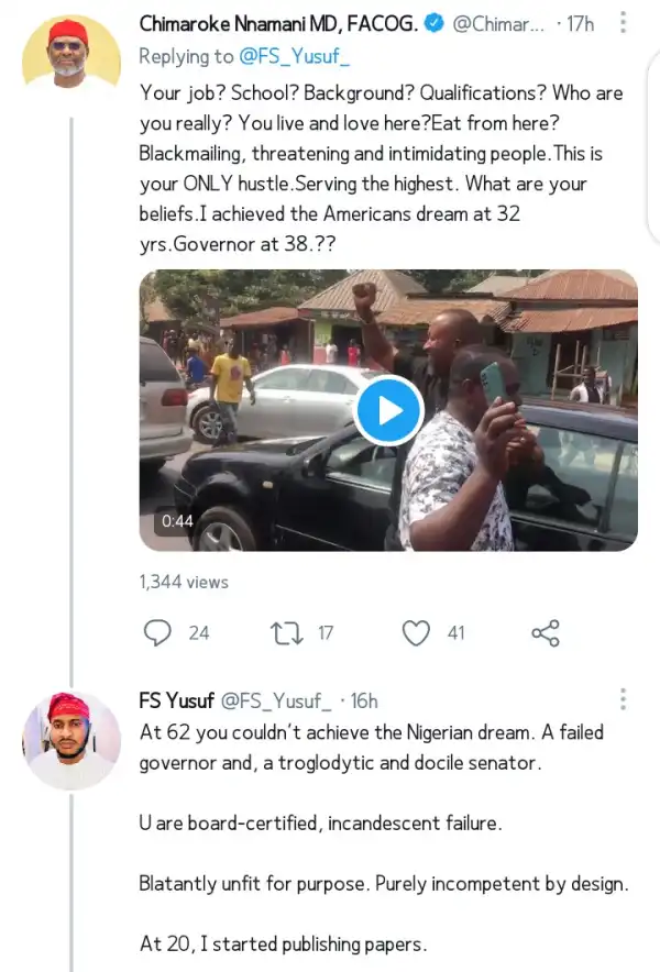 Chimaroke Nnamani & FS Yusuf Clash On Twitter (Photos)