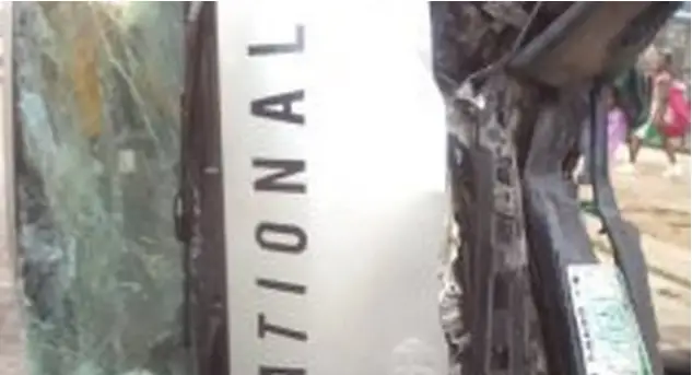 School bus conveying children summersaults in Lagos