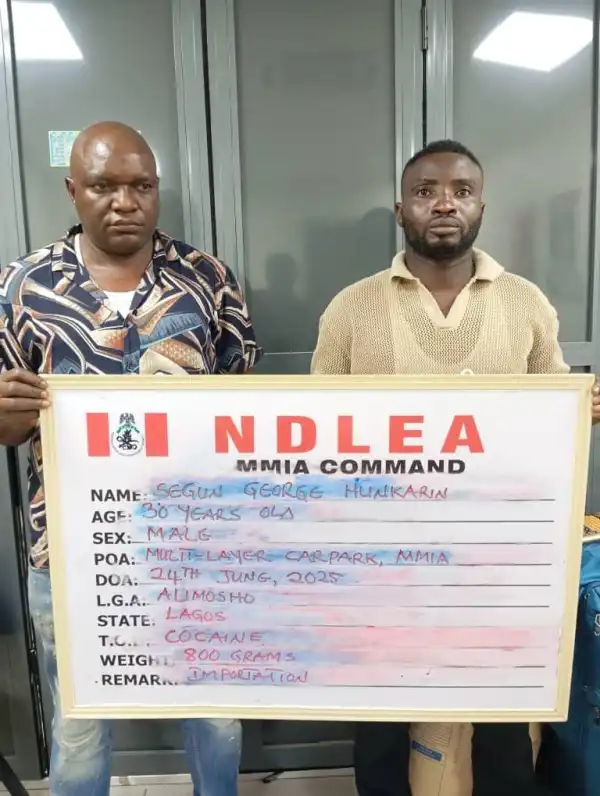 Ex-int’l footballer, 4 others arrested over cocaine at Lagos airport