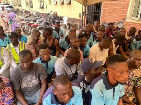 Lagos Taskforce Arrest 51 Notorious Highway Gang Terrorizing Truck Drivers On Apapa, Badagry Expressway