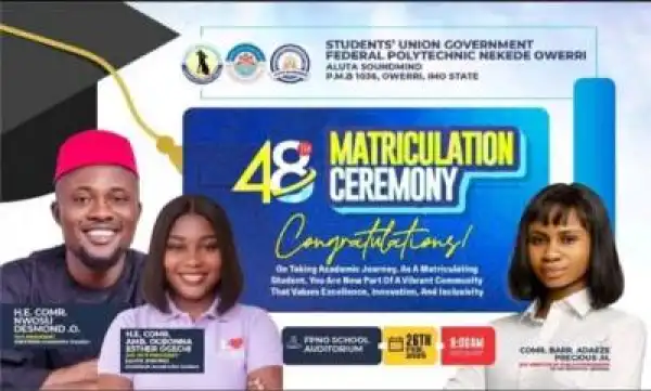 Federal Polytechnic Nekede SUG announces 48th Matriculation Ceremony