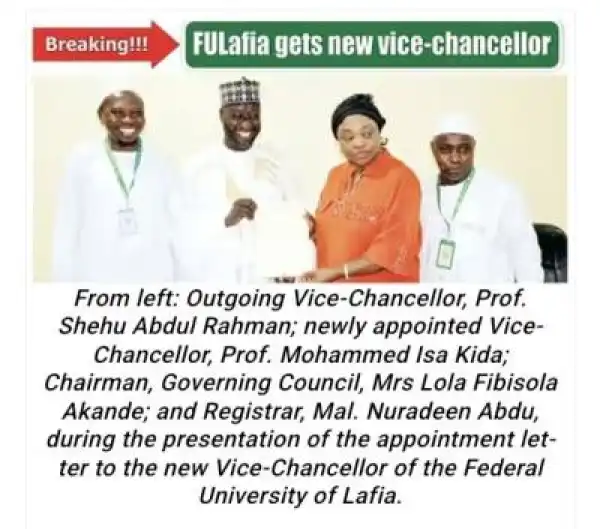 Federal University of Lafia Appoints Prof. Mohammed Isa Kida as New Vice-Chancellor