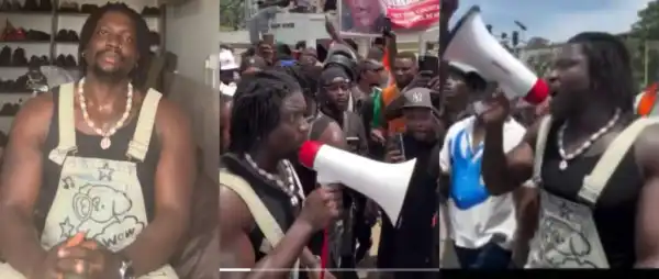 “We Are Tired of the K!!!ngs and Kidnappings” – VeryDarkMan Leads Protest in Abuja