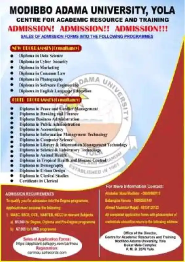 MAUTECH Centre for Academic Resources admission into Diploma and Certificate programmes, 2025/2026