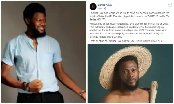 Nollywood actor dies on set (photo)