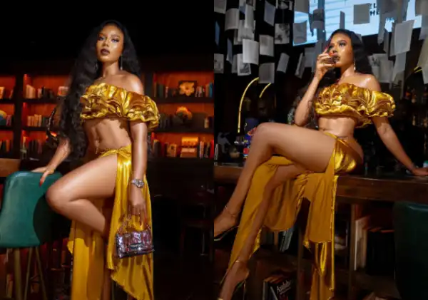 Nancy Isime Dazzles in Stunning Gold Ensemble, Exudes Show-stopping Energy