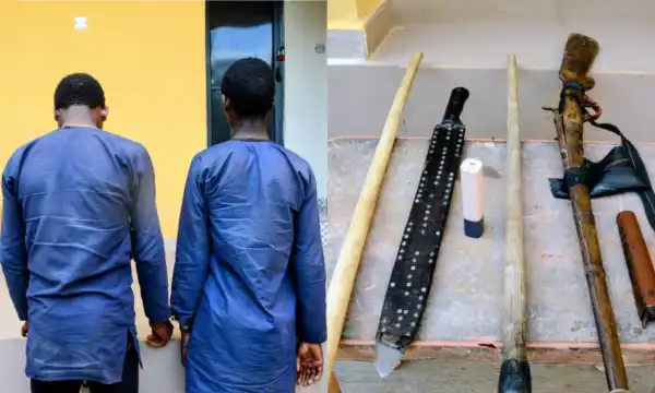 Police arrest two suspected armed robbers, recover exhibits in Oyo
