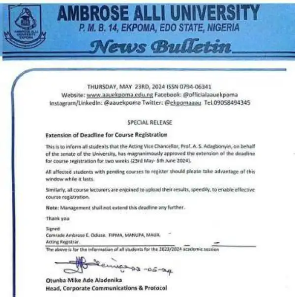 AAU extends deadline for course registration