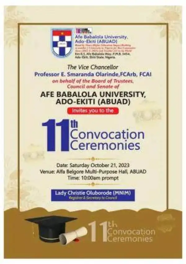Afe Babalola University announces 11th Convocation Ceremony