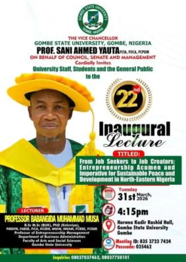 GOMSU announces 22nd inaugural lecture