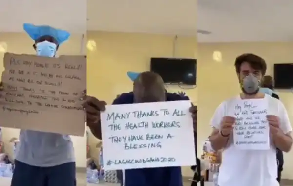 Coronavirus patients receiving treatment in Lagos hospital appeal to Nigerians to stay at home (video)