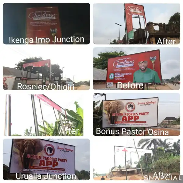 Imo guber poll: APP decries sustained vandalism of party’s billboards, installations