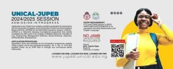 UNICAL releases JUPEB admission form, 2024/2025