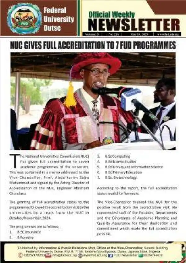 FUD gets NUC accreditation to run 7 new programmes