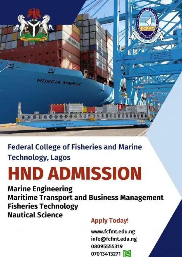 Federal College of Fisheries and Marine Technology HND Admission, 2025/2026