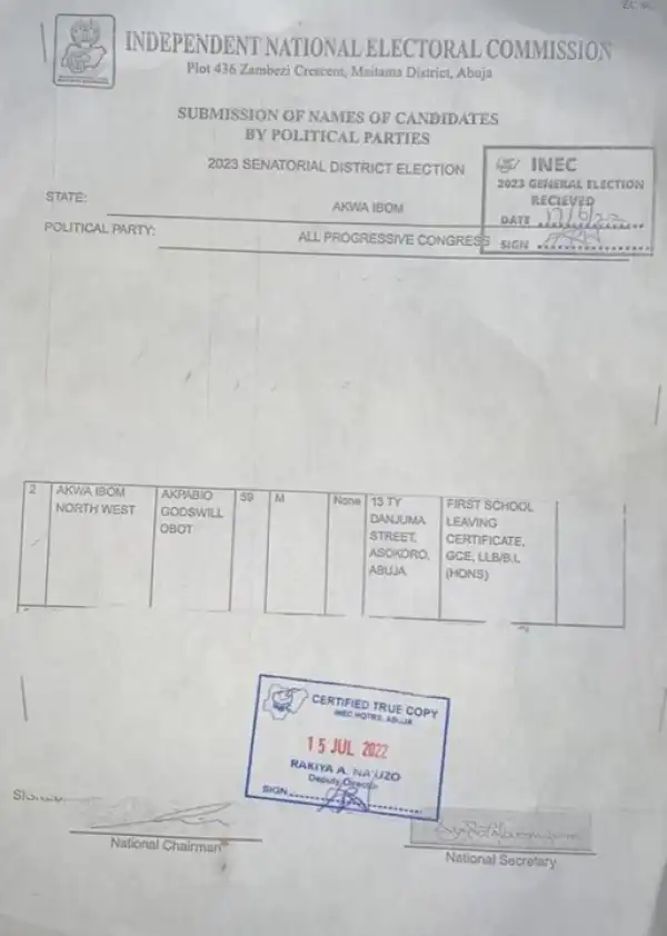 INEC Backtracks, Recognises Lawan, Akpabio As Senatorial Candidates