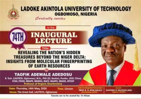 LAUTECH announces 74th Inaugural Lecture