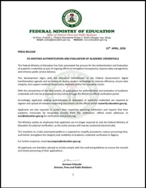 FG digitises authentication and evaluation of academic credentials