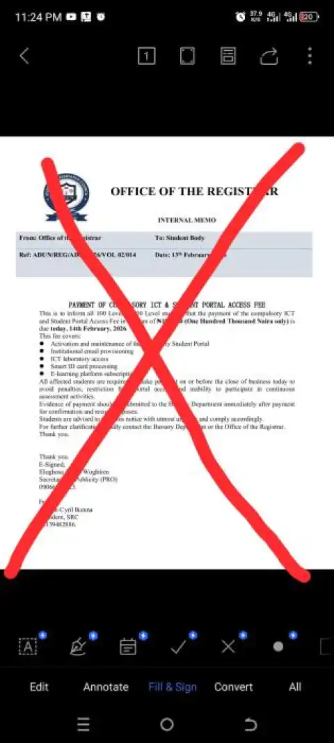 Admiralty University disowns fake ICT payment message, warns students and staff