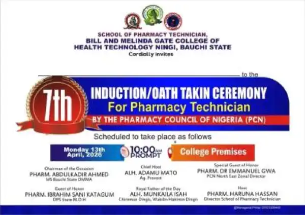 Bill and Melinda Gate College of Health Tech. 7th Induction / Oath Taking Ceremony For Pharmacy Technicians