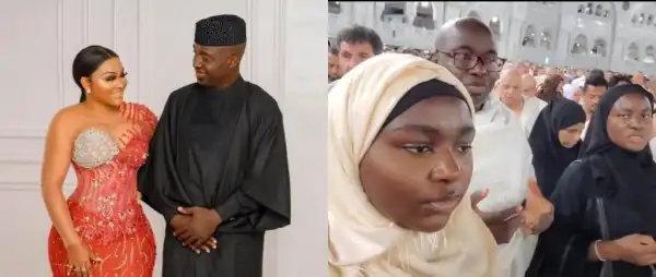 Mercy Aigbe’s Hubby Kazim Adeoti And His Daughters Celebrate Successful Completion Of Umrah 2025