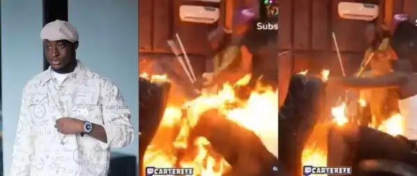 Moment Comedian Carter Efe’s Studio Catches Fire During Live Twitch Stream