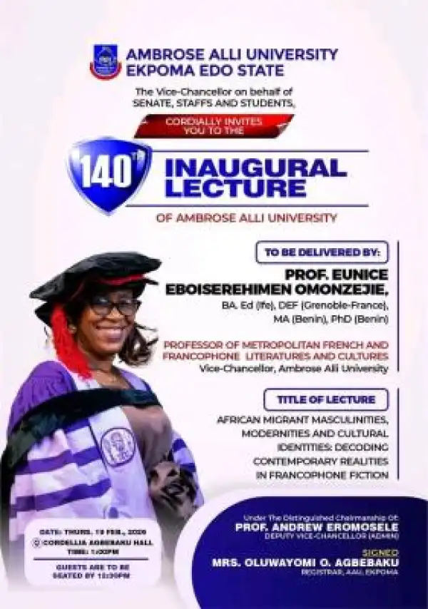 AAU announces 140th Inaugural lecture