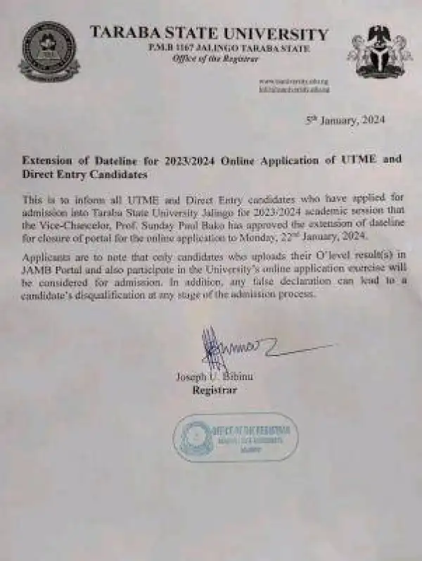 TASU extends deadline for application of UTME & DE, 2023/2024