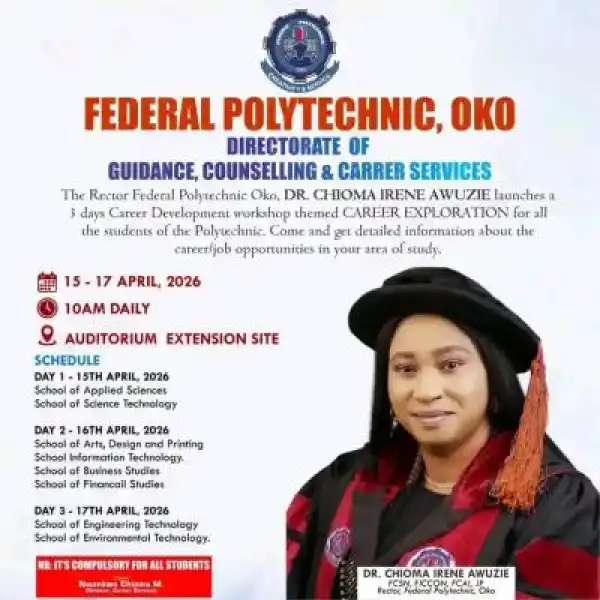 Federal Polytechnic Oko Holds Mandatory Career Exploration Workshop for Students