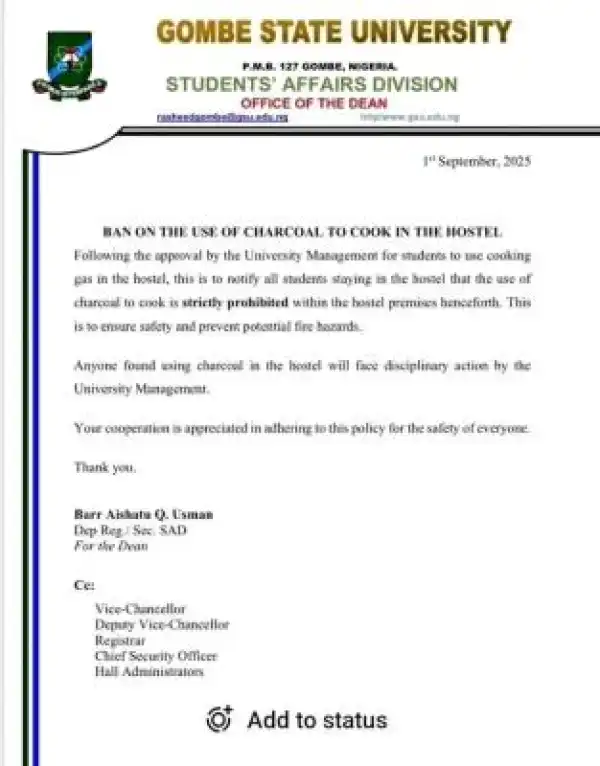 GOMSU bans use of charcoal to cook in hostels