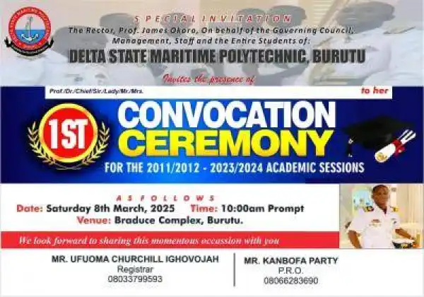 Delta State Maritime Polytechnic announces 1st convocation Ceremony