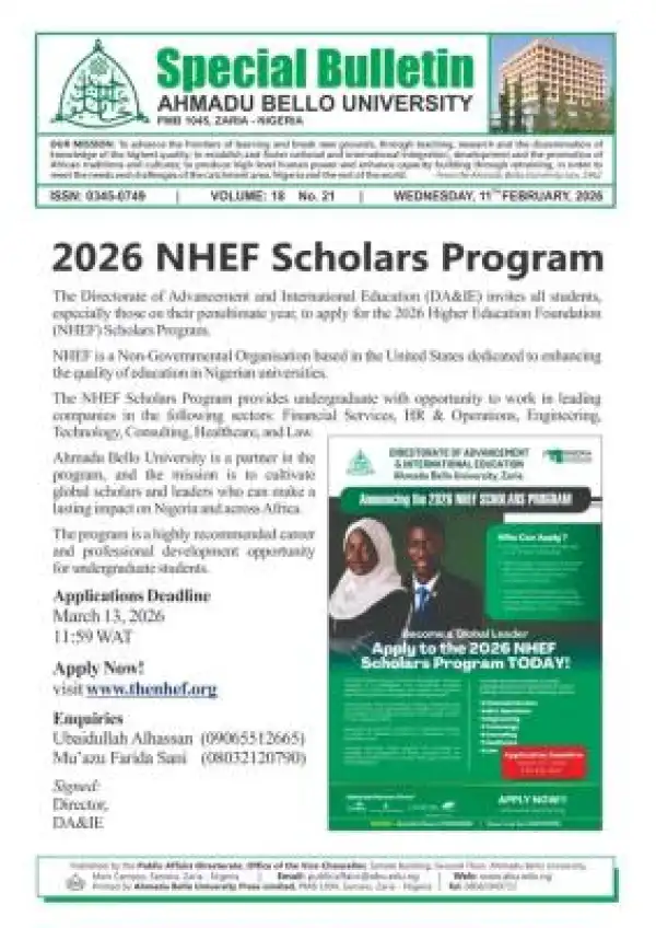 ABU invites undergraduates to apply for 2026 NHEF Scholars Program
