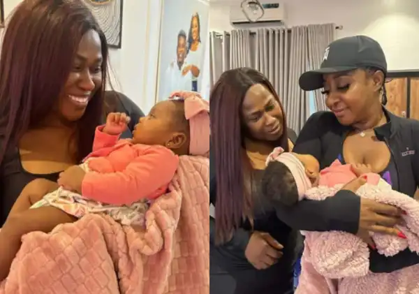 Chinney Love expresses gratitude as Uche Jombo & Ini Edo visit her newborn