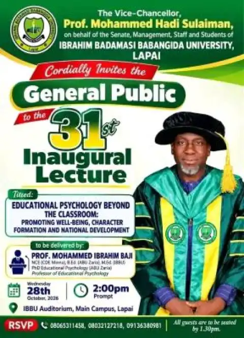 IBBUL Announces 31st Inaugural Lecture