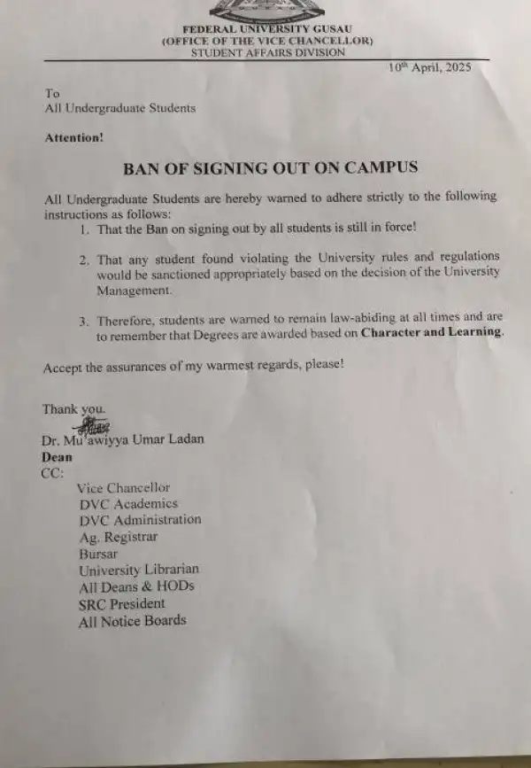 FUGUS re-emphasizes ban on passing out parade