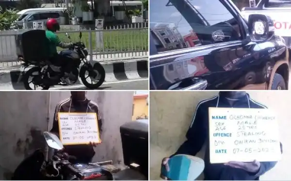 Criminal Who Poses As Delivery Man To Steal Car Mirrors Arrested In Lagos (Photos)