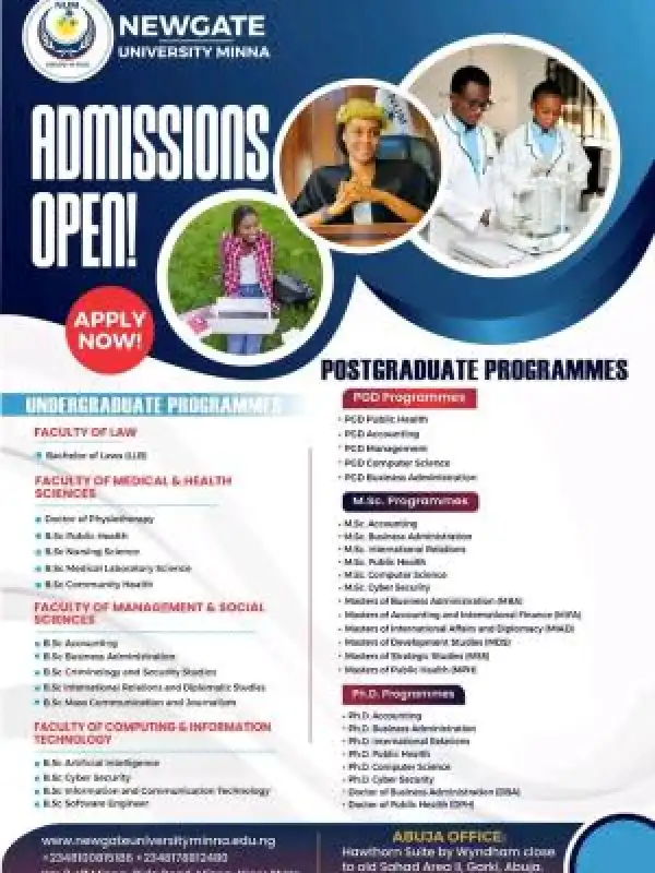 Newgate University, Minna Post-UTME 2026: Eligibility and Registration details