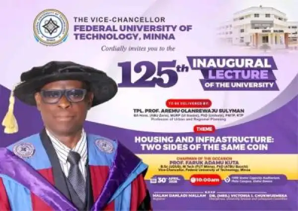Federal University of Technology, Minna announces 125th Inaugural Lecture