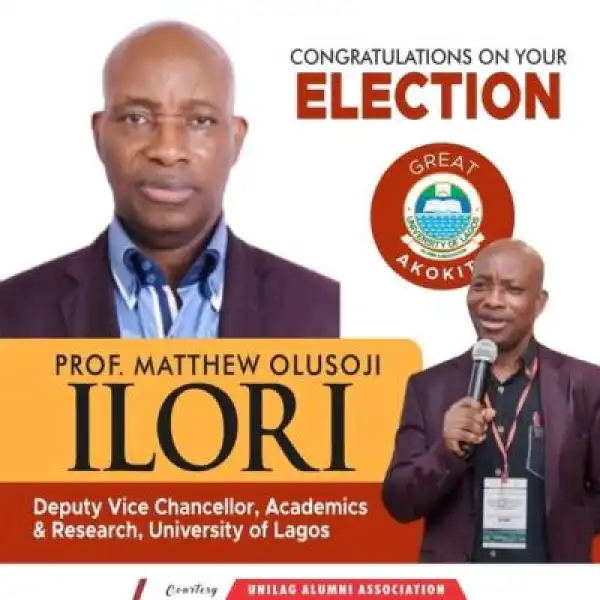 UNILAG Senate elects Prof. Matthew Olusoji Ilori as Deputy Vice Chancellor (Academics & Research)
