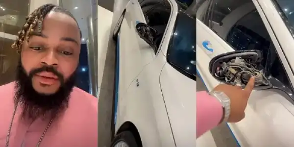 Lagos Has Happened To Me – Whitemoney Cries Out After Bus Driver Bashed His Maybach’s Side-Mirror