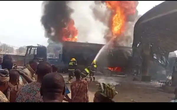 Vehicle, motorcycle, others burnt as fire ravages petroleum station in Oyo