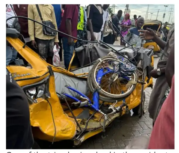 Many injured as vehicle crashes into tricycles in Lagos
