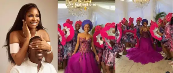 Video Of Priscilla Ojo And Her Bridesmaids’ First Look For Wedding Make Waves