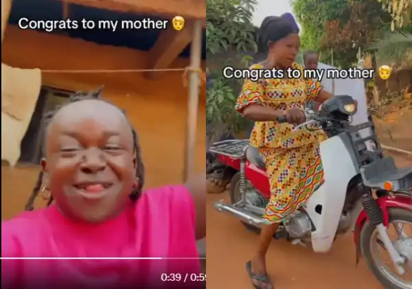 TikToker 10 Naira Surprises His Mother With A Brand-New Motorcycle