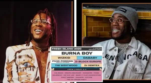 Burna Boy gets his name in big fonts as he headlines Fresh Island 2020 music festival in Croatia