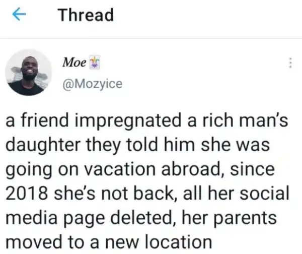 Man Who Impregnated Rich Man’s Daughter Heartbroken As Her Family Relocates Her Abroad, Blocks All Access To Her